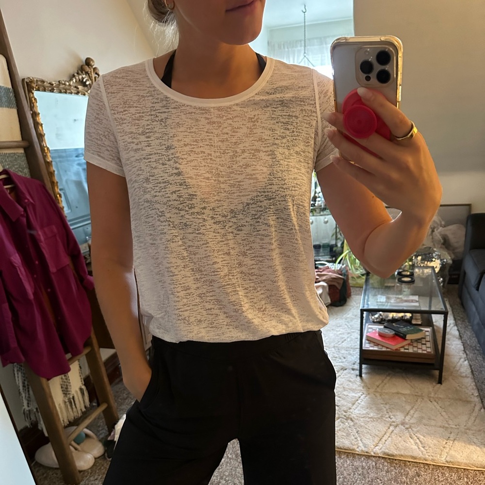 Lululemon white mesh t-shirt